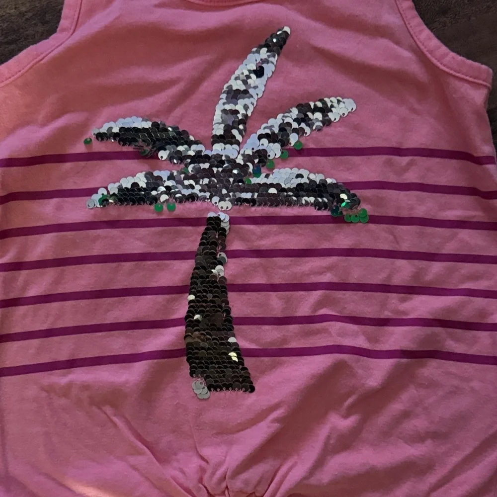 Cat & Jack Pink Sequin Palm Tree Tank Top